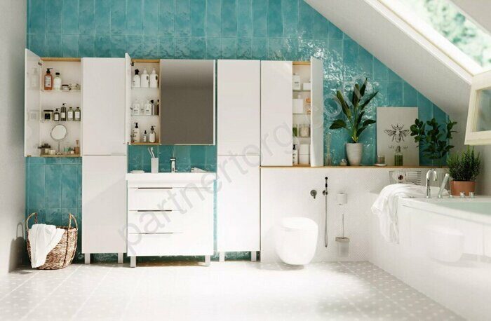 Gaula 60 2д шкаф подвесной зеркальный белый