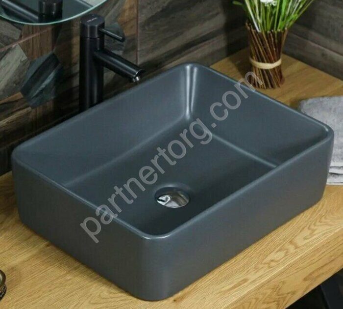 Раковина накладная  темно-серая матовая MLN-32324MDG  48,5х38х13,5см