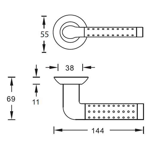 Archie Valoria S010 47 HHP белый никель(перфорация) ручка дверная фалевая на круглой накладке
