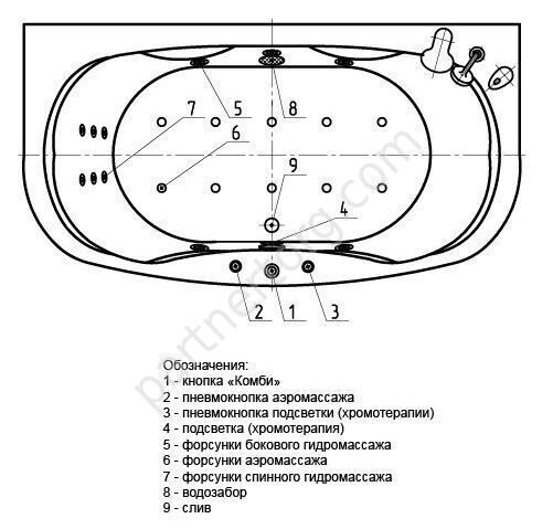 Мелисса ванна акриловая овальная Aquatek 180х95см с каркасом и сливом-переливом