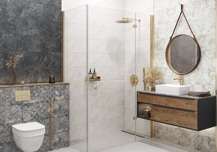 Kreo Dark Delacora настенная плитка серая матовая с рисунком 24,6х74см