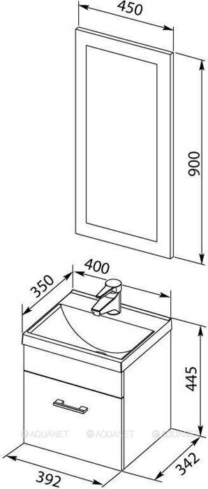 Нота 40 лайт белая тумба для ванной комнаты с раковиной-столешницей Нота 40 Aquanet