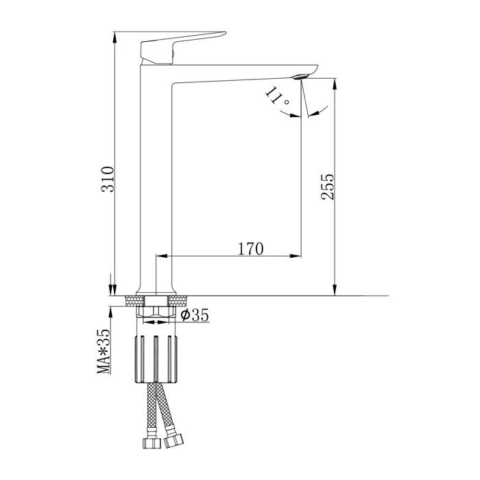 S41.15 Splenka Смеситель для умывальника высокий, хром