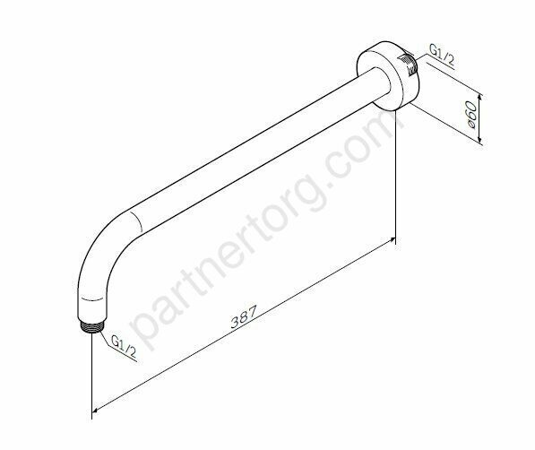 Держатель для верхнего душа 390 мм, хром AM.PM F0500701