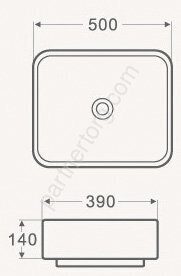 Calypso CS2195 раковина накладная прямоугольная 500x390x140мм
