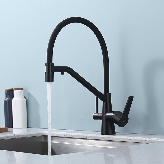 Raglo R80.62.06 смеситель для кухни со съемным изливом на магните и подключением фильтра питьевой воды, черный