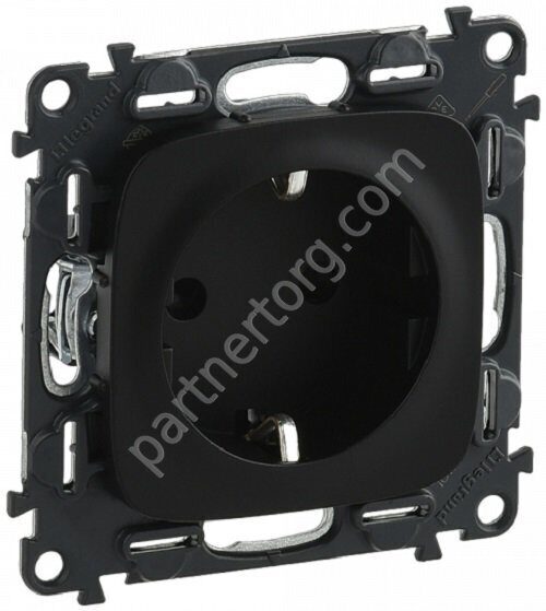 Legrand Valena Allure cиловая розетка 2К+З 16А 250В, винтовые зажимы, цвет антрацит