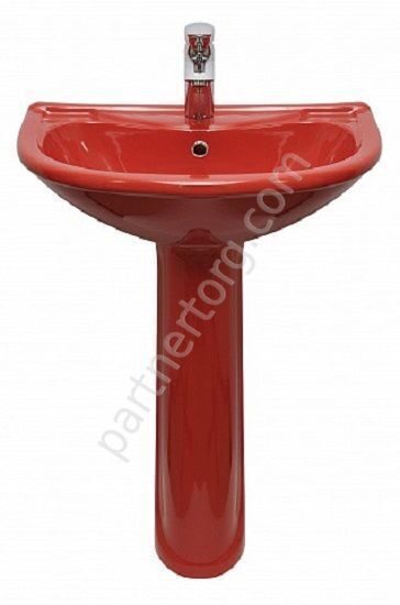 Престиж умывальник красный с пьдесталом 63,5 Оскольская Керамика