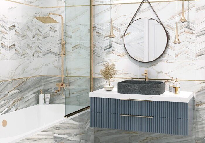 Delta Marmo Delacora настенная плитка серая глянцевая 24,6х74см