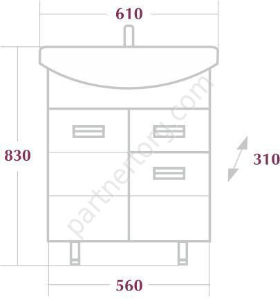 Балтика 60.12 тумба для ванной комнаты Оника с умывальником Балтика 60