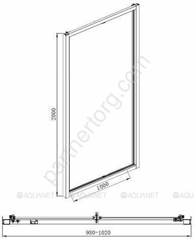 Aquanet Alfa NAA6422, 00210022, душевая дверь складная, 100х200 см, прозрачное стекло