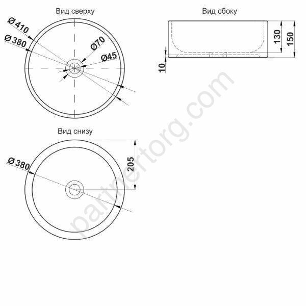 Раковина накладная черная круглая MLN-7078 DMB  41х41х15см