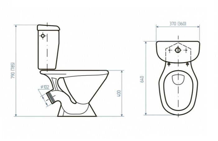 Универсал Цоп унитаз-компакт напольный, косой выпуск, бачок Евро. с сидением