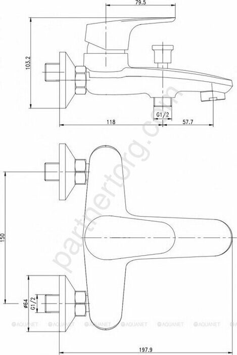 Magic AF410-20C смеситель для ванны с душем Aquanet
