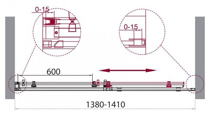 BelBagno ACQUA-BF-1-140-C-Cr душевая дверь 140х195 см раздвижная, стекло прозрачное, профиль хром