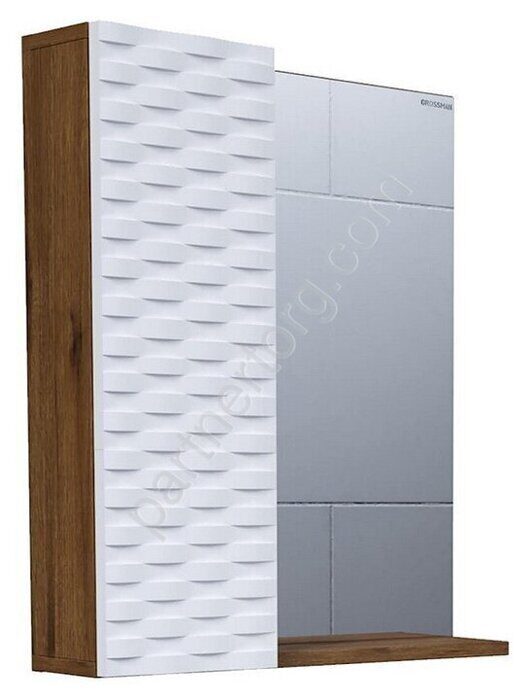 Альба 65 Белый, Дуб веллингтон зеркало со шкафом в ванную комнату Grossman