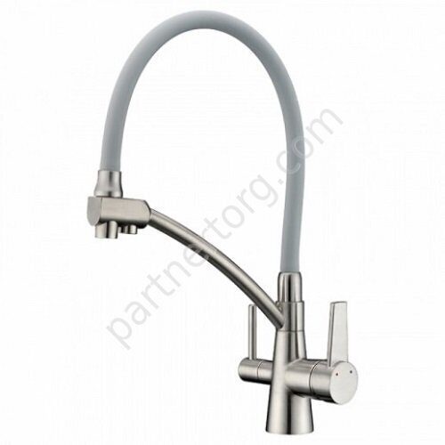 Gappo G4398 смеситель для кухни с фильтром,  с гибким изливом сатин/серый