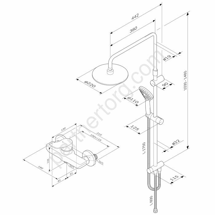 F40885A24 X-Joy, набор: душевая система, смеситель д/душа, хром, шт.