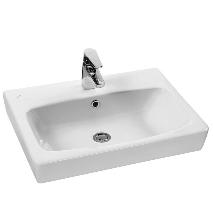 Кантри 60 см тумба белая/дуб верона для ванной комнаты с раковиной Нео 60 Aquaton