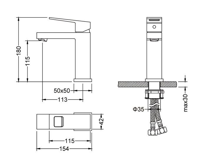 Briana Timo 7161/03F чёрный смеситель низкий для раковины