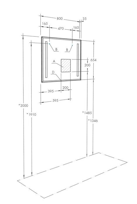 Отель 80 см зеркало для ванной комнаты с LED-подсветкой Aquaton