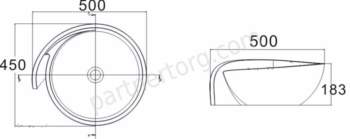NST-5045M раковина настольная искусственный камень, ширина 50 см