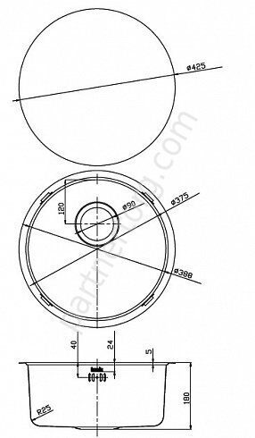 Edifice Iddis мойка кухонная из нержавеющей стали Д 42,5 см для подстольного монтажа EDI42P0i77