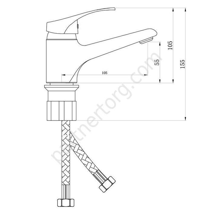Б 10 Смеситель для умывальника с литым изливом, одноручный Славен