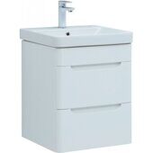 София 50 тумба белая глянцевая для ванной комнаты 2 ящика с раковиной-столешницей 50 cm (LUXURY) Sanovit Aquanet