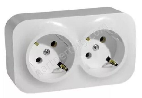 Legrand Quteo cиловая розетка двойная 2x2К+З 16А 250В, со шторками, цвет белый
