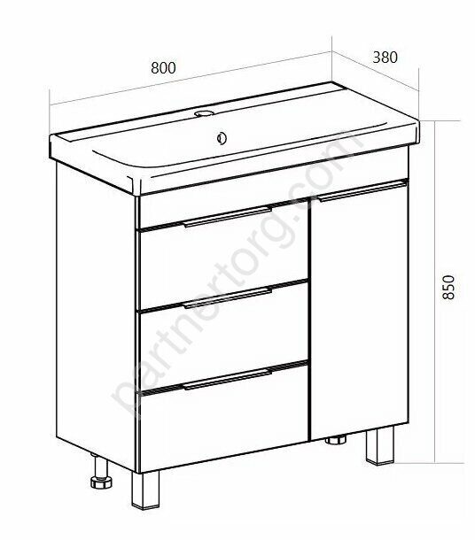 Gaula 80Н 3я 1д тумба напольная белая