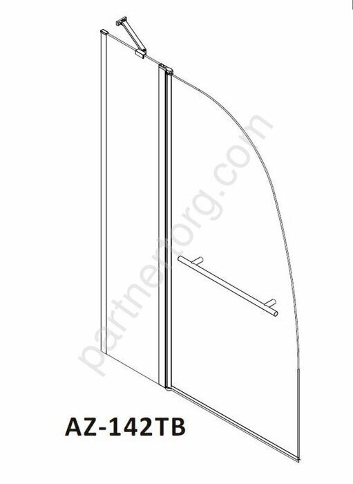 Boston 142 шторка складная для ванны 100х140см, прозрачное стекло 6мм, хром с поручнем Azario