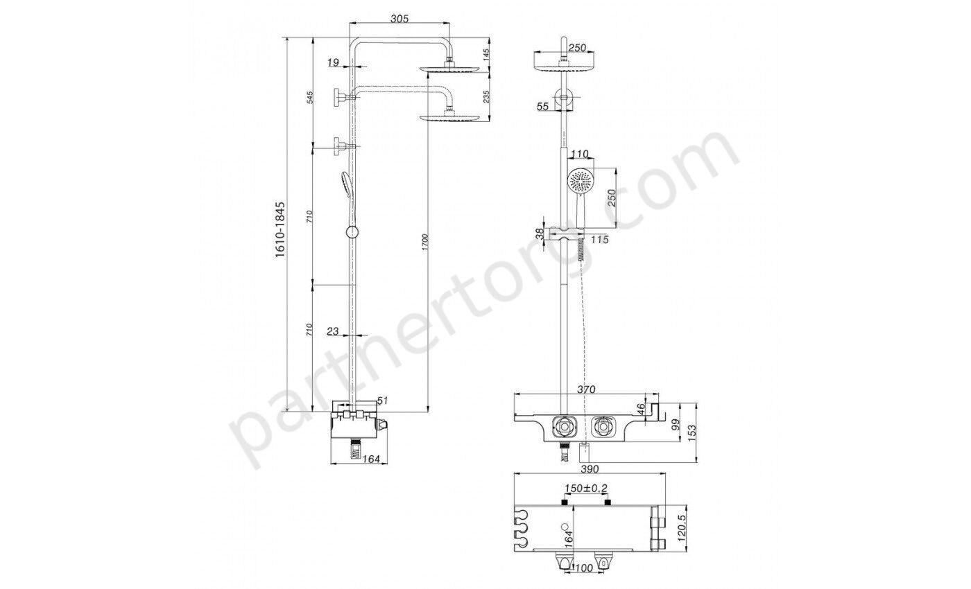 Tropic LM7008С, душевая система с тропическим душем, термостатический, хром Lemark