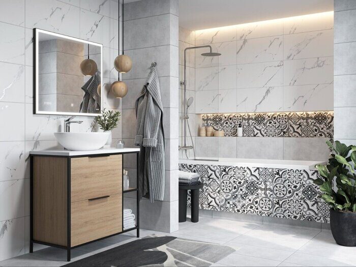 Lorenzo A15886 керамогранит белый матовый карвинг 30х60см Cersanit