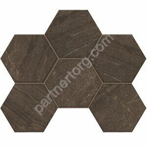 Gabbro Hexagon Brown GB04 коричневый неполированный керамогранит 29х25см Estima Мозаика