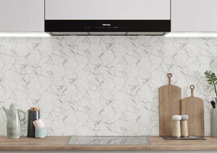 Montis Hexagon White MN01 белый неполированный керамогранит 29х25см Estima Мозаика