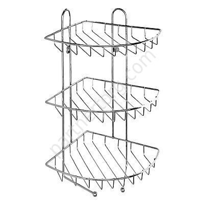 Полка для ванной комнаты стальная трехярусная угловая Милардо 110WC30M44