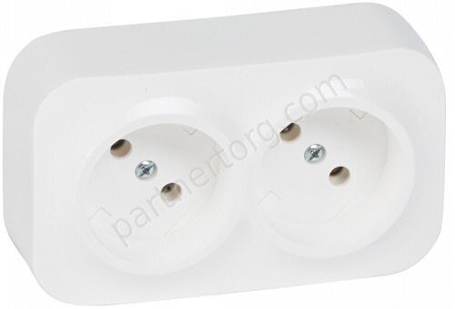 Legrand Quteo cиловая розетка двойная 2x2К 16А 250В, цвет белый