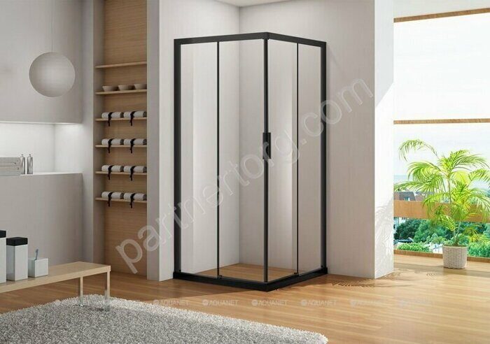 Aquanet Pleasure AE60-S-100x100U-BT, душевой уголок квадратный, 100х100х200 см, прозрачное стекло, профиль черный