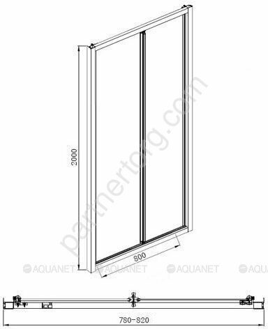 Aquanet Alfa NAA6422, 00210018, душевая дверь складная 80х200 см, прозрачное стекло