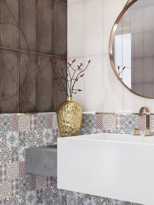 Eclipse Grey настенная плитка коричневая глянцевая 20х50см Azori