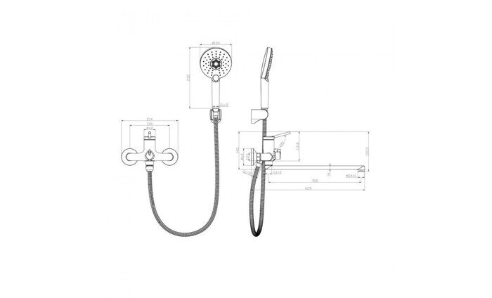 Minima LM3851C смеситель для ванны и душа с длинным изливом, хром Lemark