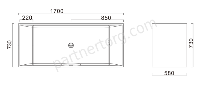 NSB-17730M ванна искусственный камень, размер 170x73 см