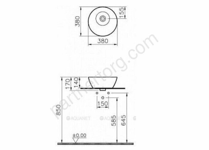 Geo 38 Vitra 7421B003-0016 раковина настольная 38х14х38