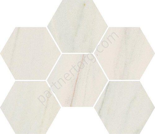 Charme Extra Lasa Mosaico Hexagon патинированная мозаичная плитка серая Italon 25х29см