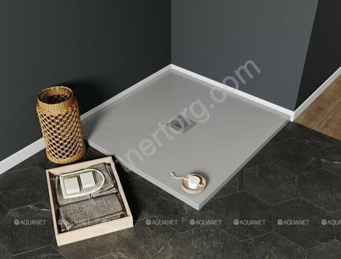 Aquanet Pleasure душевой поддон литьевой мрамор, 90х90 серый