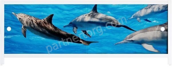 Дельфины Ультралегкий Арт экран под ванну пластик 1,48 м,  1,68м