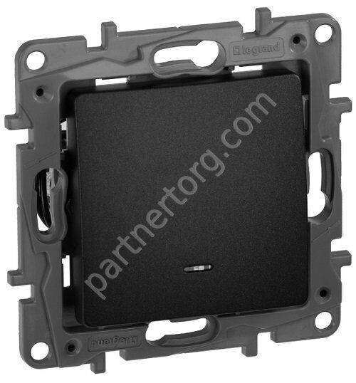 Legrand Etika выключатель 1-клавишный 10АX 250В, с подсветкой, цвет антрацит