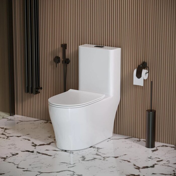 Grossman Classic GR-4488SQ напольный унитаз моноблок, безободковый, Торнадо белый с сидением