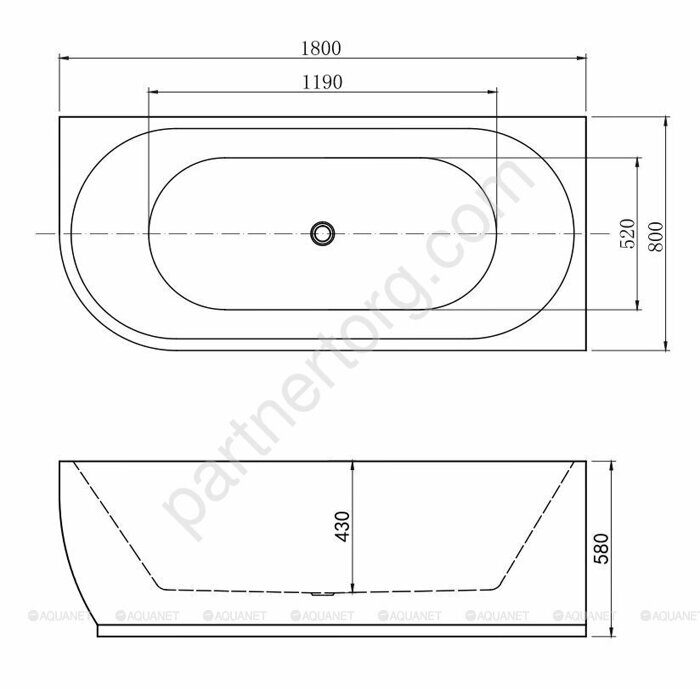 Family Elegant B акриловая ванна Aquanet Matt Finish 180х80см